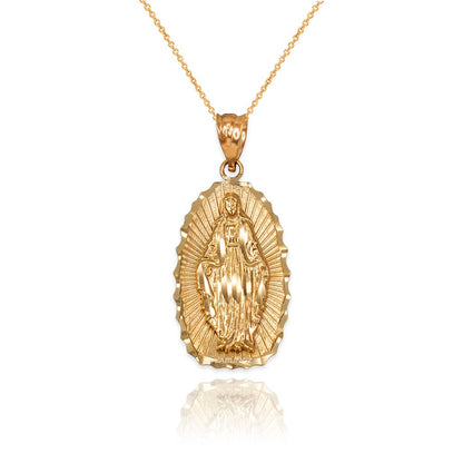 Yellow Gold Lady Guadalupe DC Pendant Necklace (10k, 14k) Karma Blingz