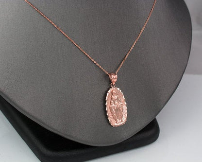 Rose Gold Lady Guadalupe DC Pendant Necklace (10k, 14k) Karma Blingz
