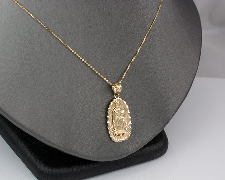 Yellow Gold Our Lady of Guadalupe DC Pendant Necklace (10k, 14k) Karma Blingz