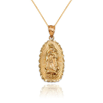 Yellow Gold Our Lady of Guadalupe DC Pendant Necklace (10k, 14k) Karma Blingz