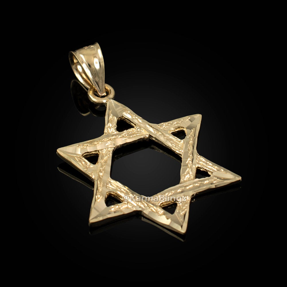 Gold Jewish Star of David DC Pendant (14K, 10K, yellow, white, rose gold) Karma Blingz