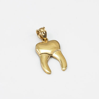 Polished Gold Molar Tooth Dental Charm Necklace (10K, 14K, yellow, white, rose gold) Karma Blingz
