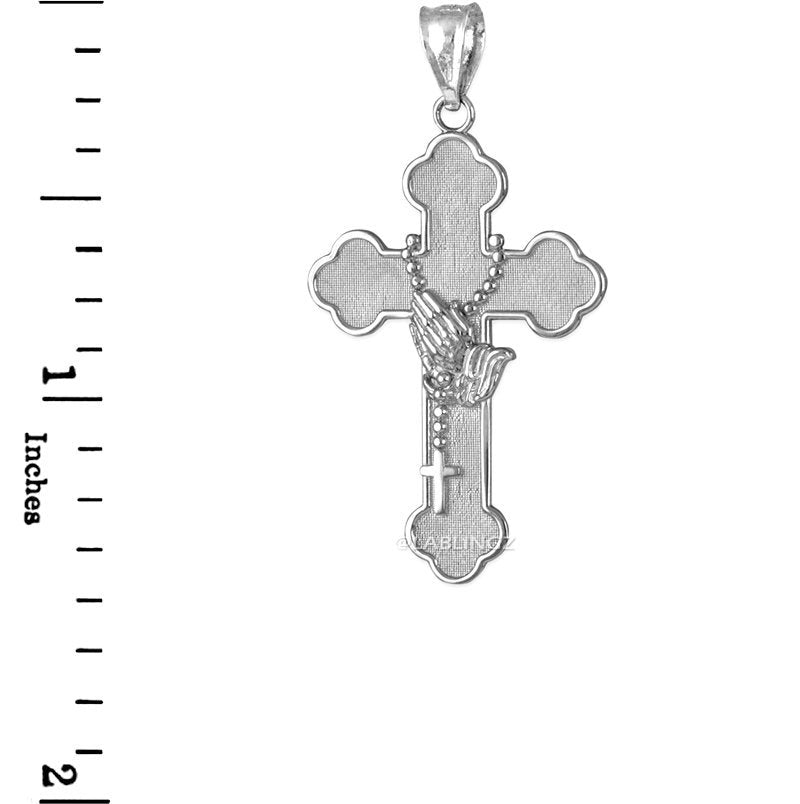 Sterling Silver Rosary Cross Prayer Pendant Necklace Karma Blingz