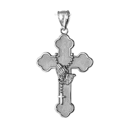 Sterling Silver Rosary Cross Prayer Pendant Necklace Karma Blingz