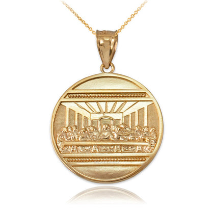 Gold Last Supper Medallion Pendant Necklace (10K, 14K, yellow, white, rose gold) Karma Blingz