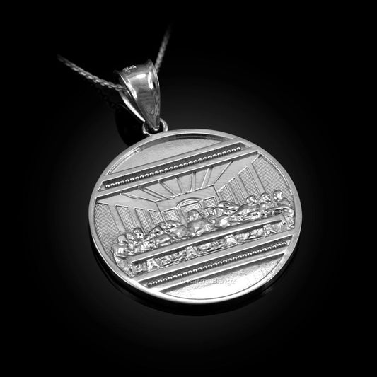 Sterling Silver Last Supper Medallion Pendant Necklace Karma Blingz