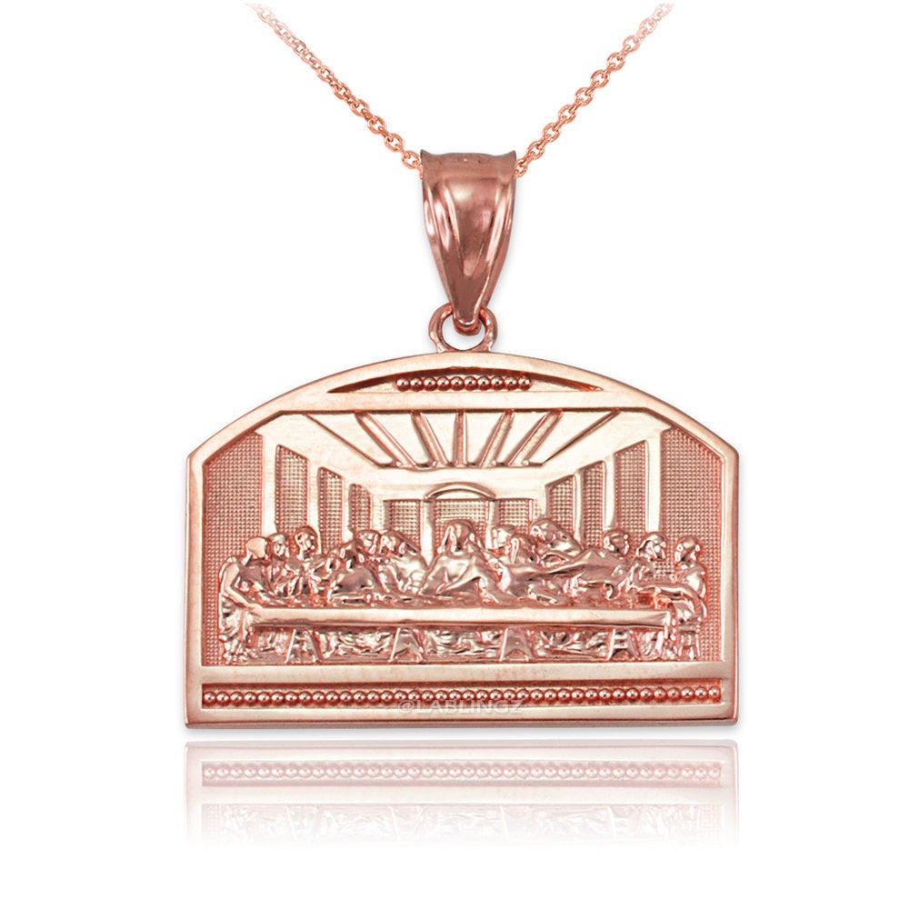 Gold Last Supper Pendant Necklace (10K, 14K, yellow, white, rose gold) Karma Blingz