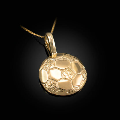 Gold Soccer Ball Pendant Necklace (10K, 14K, yellow, white, rose gold) Karma Blingz