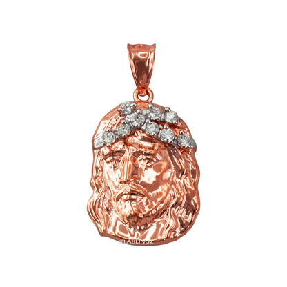 Gold Jesus Face CZ Charm Necklace (10K, 14K, yellow, white, rose gold) Karma Blingz
