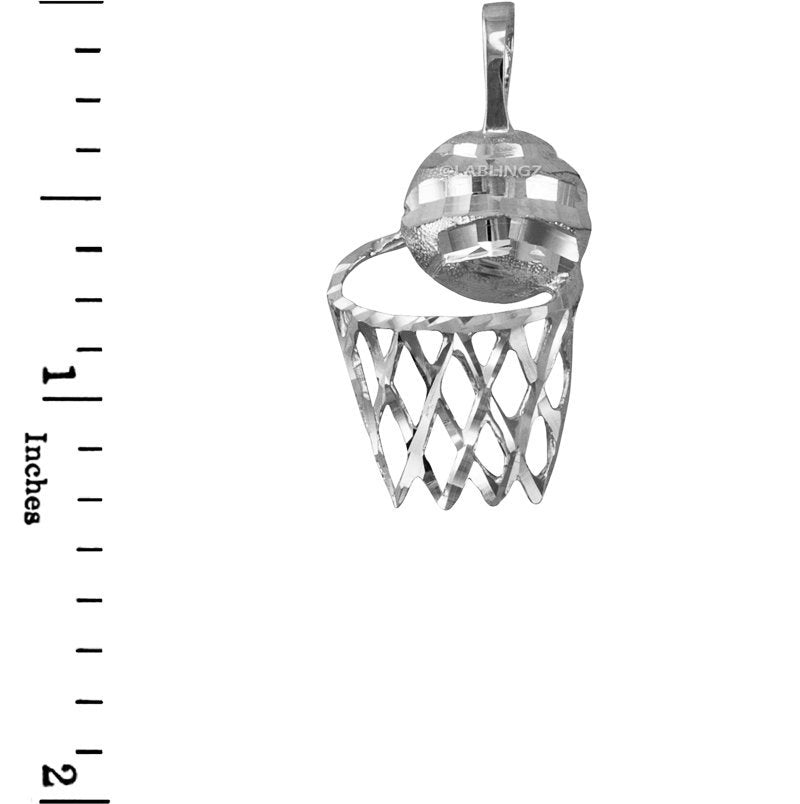 Sterling Silver Basketball Hoop DC Pendant Necklace Karma Blingz
