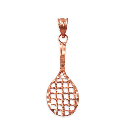 Gold Tennis Racket DC Pendant Necklace (10K, 14K, yellow, white, rose gold) Karma Blingz