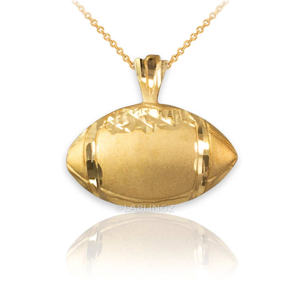 Gold Satin DC Football Pendant Necklace (10K, 14K, yellow, white, rose gold) Karma Blingz