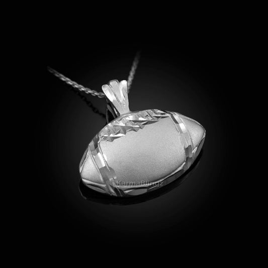 Sterling Silver Satin DC American Football Pendant Necklace Karma Blingz