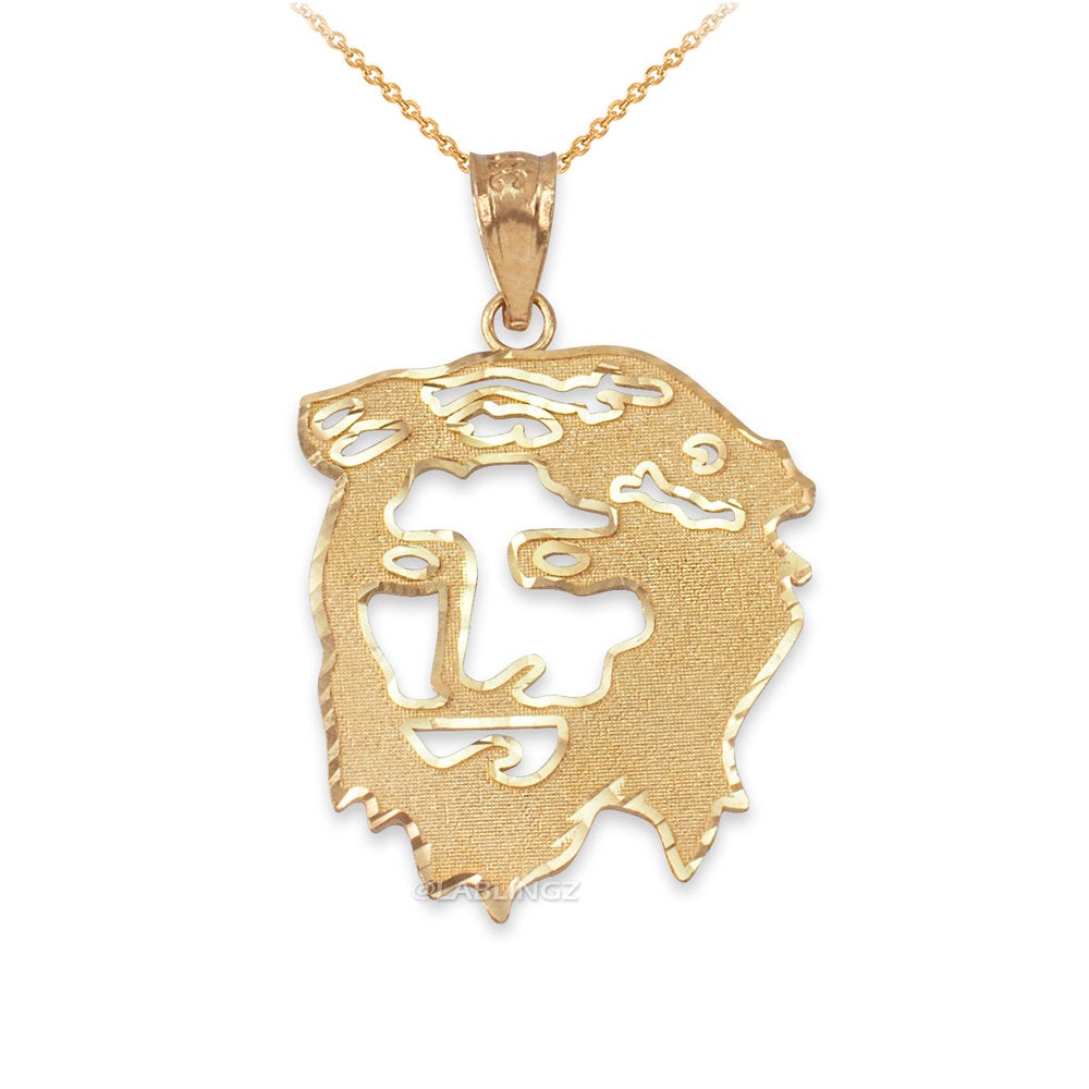 Gold Jesus Face DC Charm Necklace (10K, 14K, yellow, white, rose gold) Karma Blingz