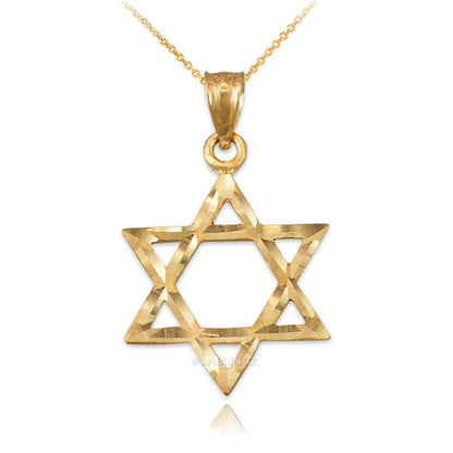 Gold Jewish Star of David DC Charm Necklace (10K, 14K, yellow, white, rose gold) Karma Blingz