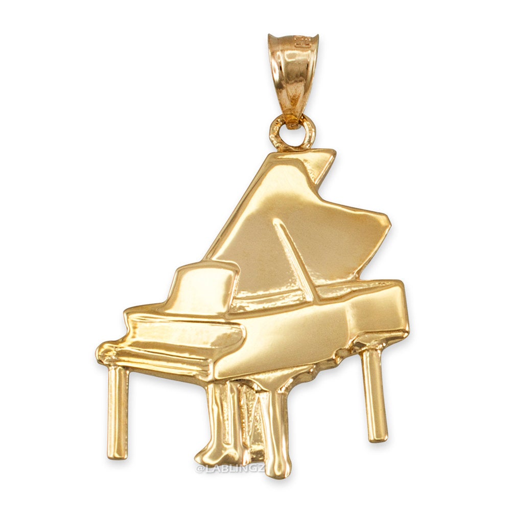 Gold Grand Piano Pendant (10K, 14K, yellow, white, rose gold) Karma Blingz