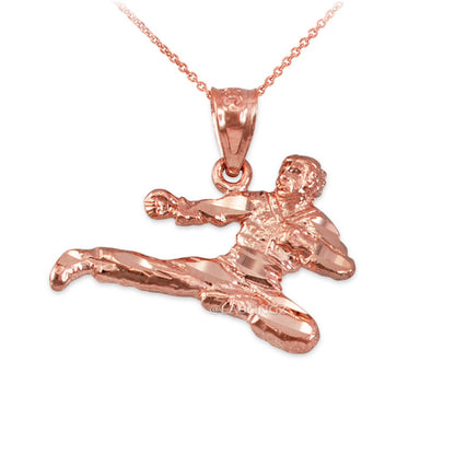 Gold Karate Kick DC Charm Necklace (10K, 14K, yellow, white, rose gold) Karma Blingz