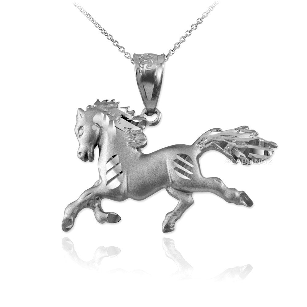 Gold Horse Satin DC Charm Necklace (10K, 14K, yellow, white, rose gold) Karma Blingz