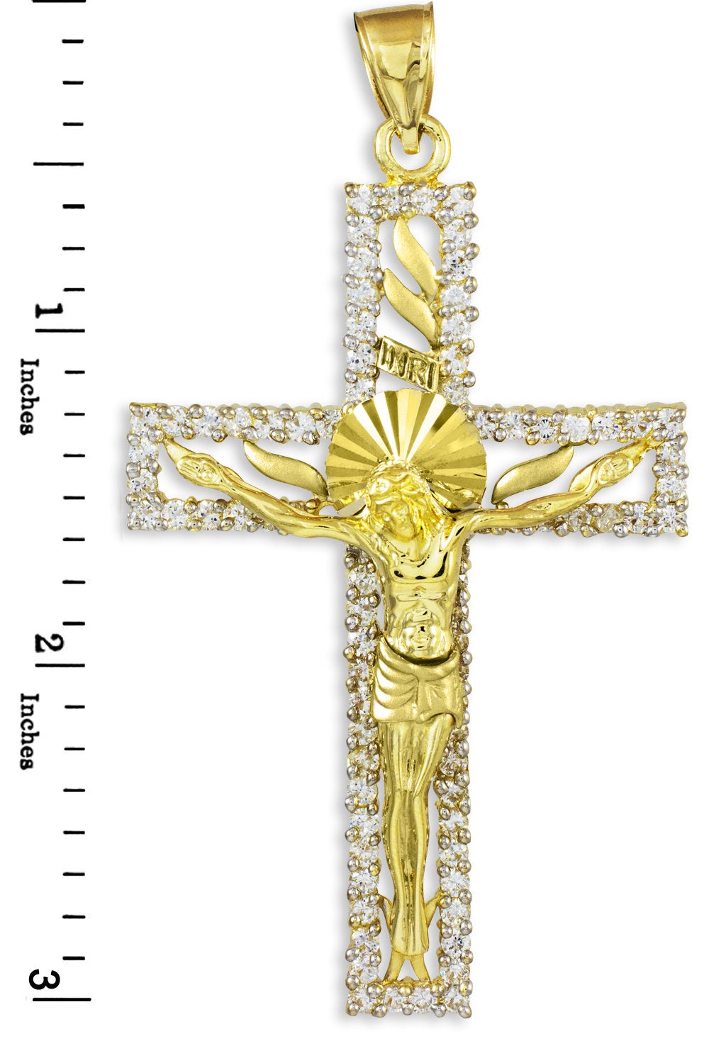 Yellow Gold CZ Jesus Crucifix Mens Pendant (10k, 14k) Karma Blingz
