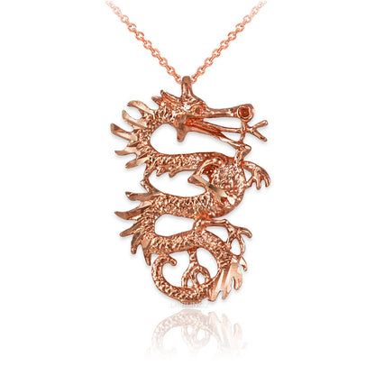 Gold Chinese Dragon DC Charm Necklace (10K, 14K, yellow, white, rose gold) Karma Blingz