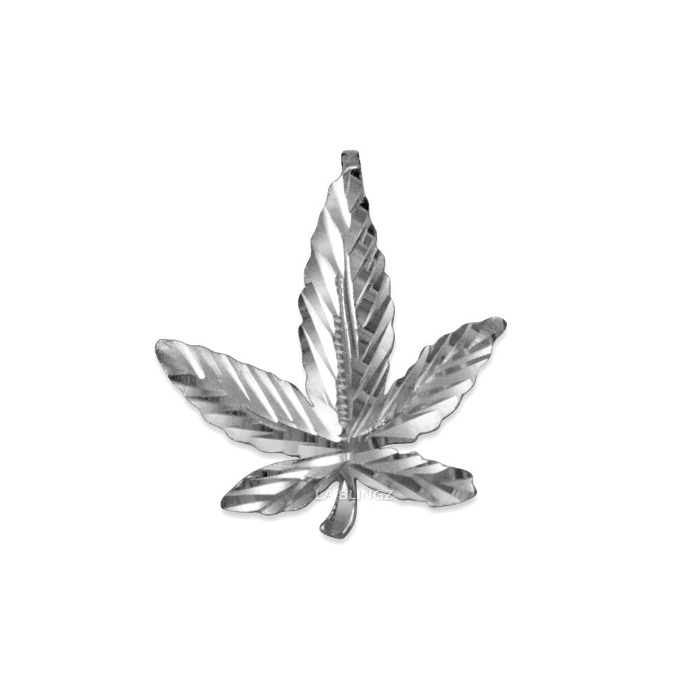 Sterling Silver Marijuana Leaf Cannabis Womens DC Charm Necklace Karma Blingz