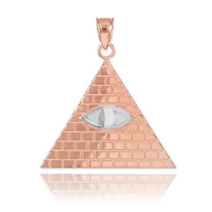 Gold Illuminati All-Seeing-Eye Pendant Necklace (yellow, white, rose gold, 10k, 14k) Karma Blingz
