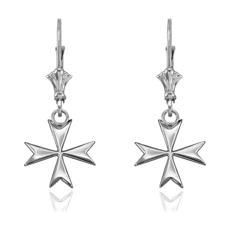 Sterling Silver Maltese Cross Earrings Karma Blingz