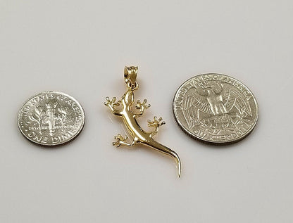 Polished Gold Salamander Lizard Charm Necklace (yellow, white, rose gold, 10k, 14k) Karma Blingz