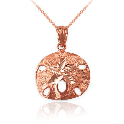 Polished Gold Sand Dollar DC Charm Necklace (yellow, white, rose gold, 10k, 14k) Karma Blingz
