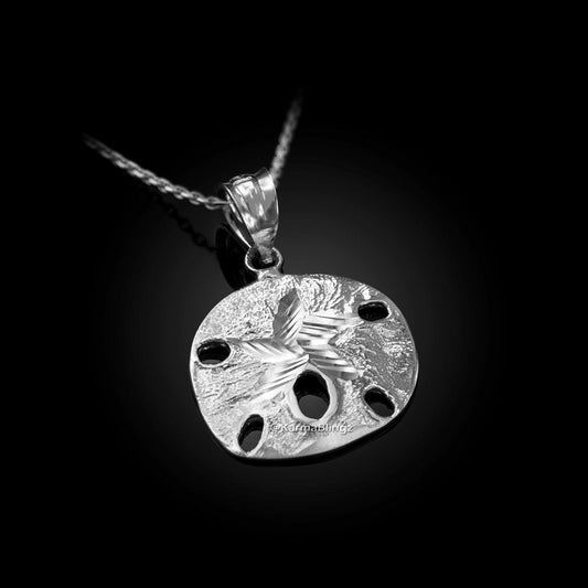 Polished Sterling Silver Sand Dollar DC Charm Necklace Karma Blingz