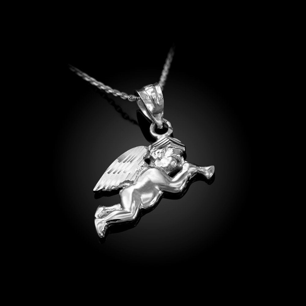 Sterling Silver Trumpeting Angel DC Charm Necklace Karma Blingz