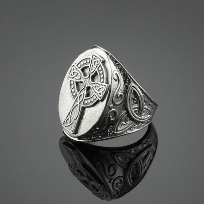 Sterling Silver Celtic Cross Mens Statement Ring Karma Blingz