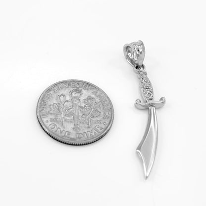 Gold Scimitar Sword Pendant Necklace (10k, 14k, yellow, white, rose gold) Karma Blingz