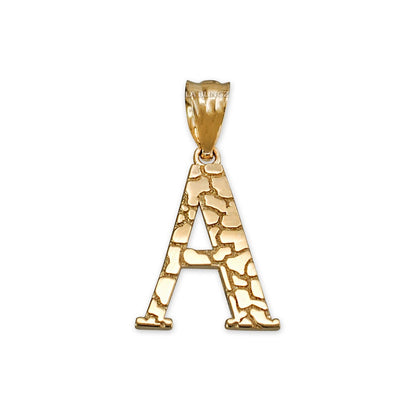 Gold Nugget Alphabet Initial Letter "A" Pendant Necklace (yellow, white, rose gold) Karma Blingz