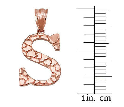 Gold Nugget Alphabet Initial Letter "S" Pendant Necklace (yellow, white, rose gold) Karma Blingz