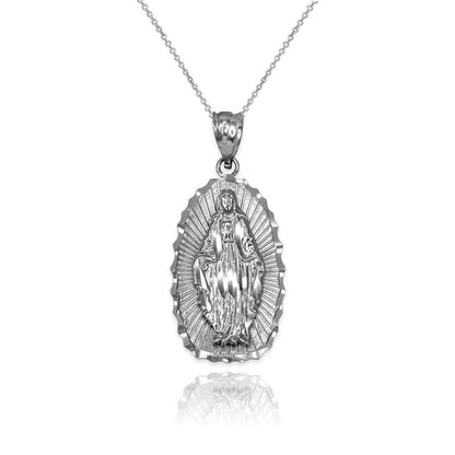 Sterling Silver Lady of Guadalupe DC Pendant Necklace Karma Blingz