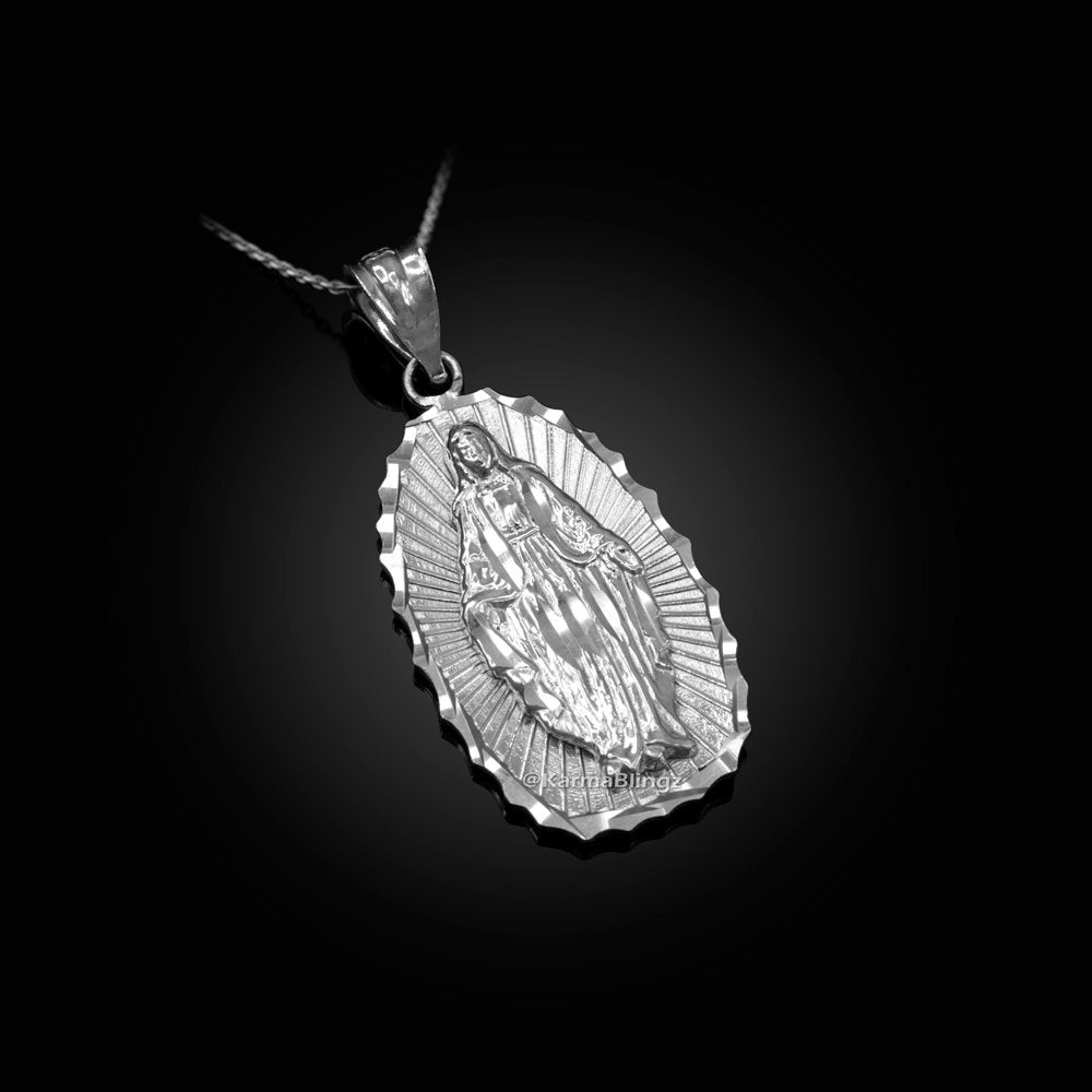 Sterling Silver Lady of Guadalupe DC Pendant Necklace Karma Blingz