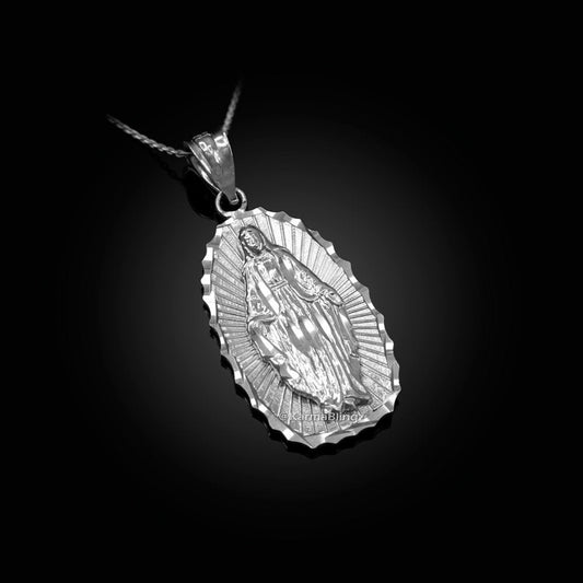 Sterling Silver Lady of Guadalupe DC Pendant Necklace Karma Blingz