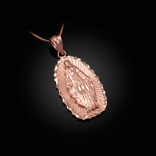 Rose Gold Lady Guadalupe DC Pendant Necklace (10k, 14k) Karma Blingz