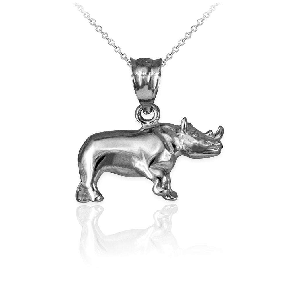 Polished Sterling Silver Rhino Charm Necklace Karma Blingz