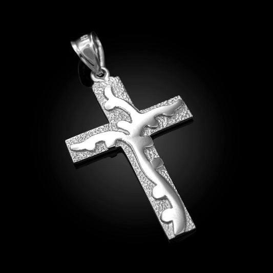 Sterling Silver Flaming Cross Pendant Karma Blingz