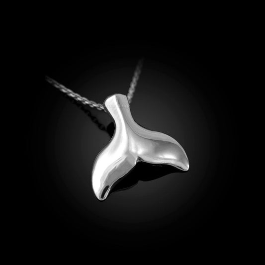 Polished Sterling Silver Whale Tail Charm Necklace Karma Blingz
