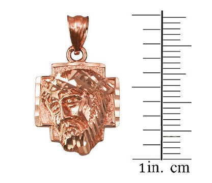 Gold Jesus Face Cross DC Charm Necklace (10K, 14K, yellow, white, rose gold) Karma Blingz