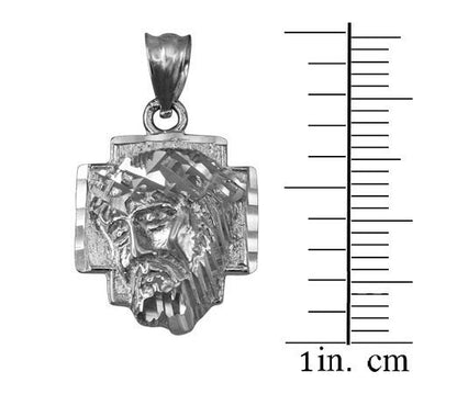 Sterling Silver Jesus Face Cross DC Charm Necklace Karma Blingz