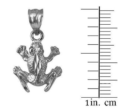 Sterling Silver Textured DC Frog Charm Necklace Karma Blingz