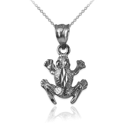 Sterling Silver Textured DC Frog Charm Necklace Karma Blingz