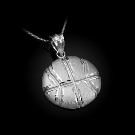 Sterling Silver Basketball Satin DC Pendant Necklace Karma Blingz