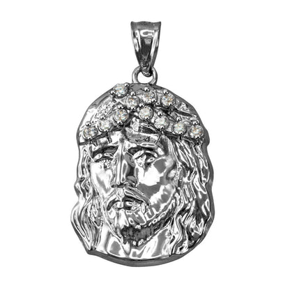 Gold Jesus Face CZ Pendant (small, large, 10k, 14k, yellow, white, rose gold) Karma Blingz