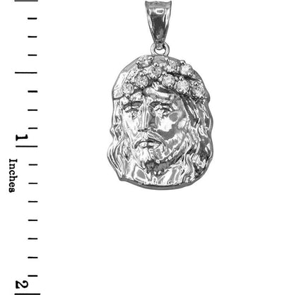 Sterling Silver Jesus Face CZ Pendant (small, large) Karma Blingz