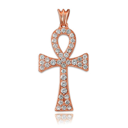 Diamond Studded Solid Gold Egyptian Ankh Cross Pendant (10k, 14k, yellow, white, rose gold) Karma Blingz